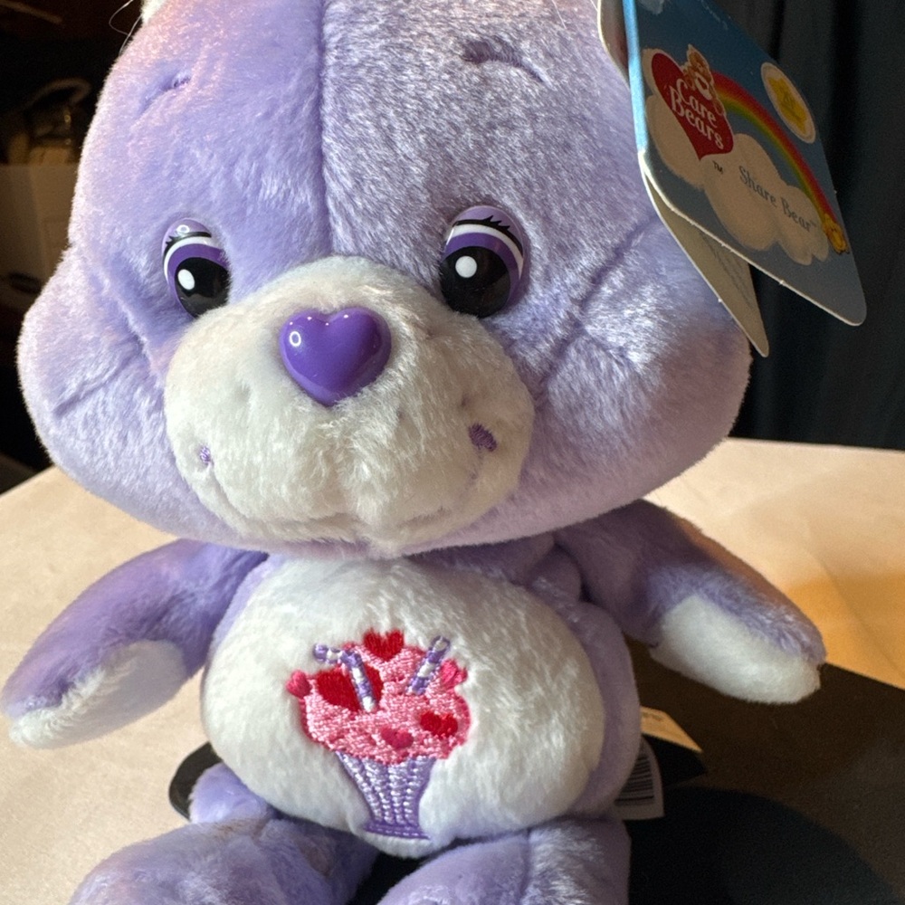 Care Bears Share Bear 20th Anniversary Collectors Edition Plush NWT Purple